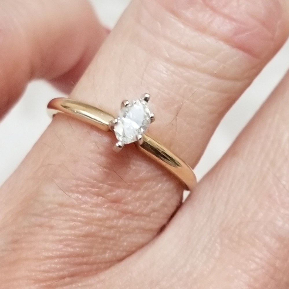 Vintage 14kt Gold Diamond Marquee Ring